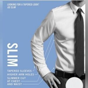 Kenneth‎ Cole Reaction Slim Fit Dress Shirt White Long Sleeve Size 16.5 32/33 L